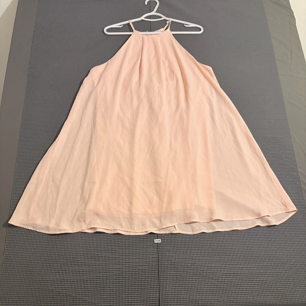 Charlotte Russe Womens Pink Halter Pleated Trapeze Tank Top Size L